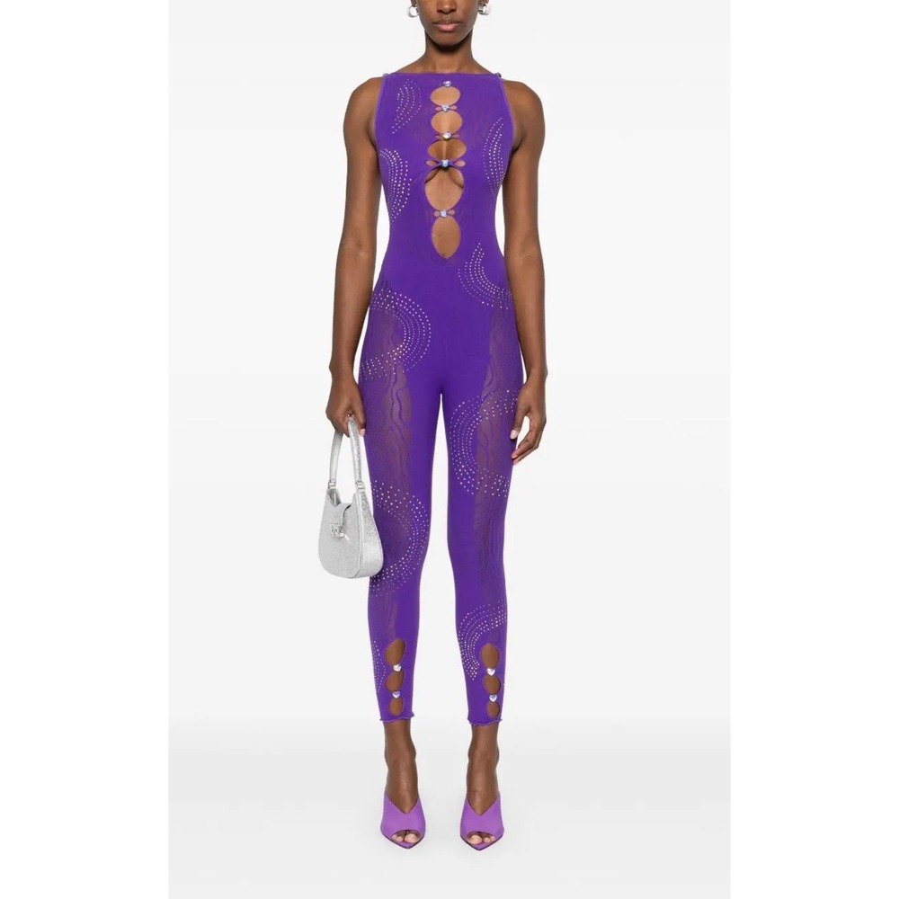 POSTER GIRL Rhinestoned Janice Jumpsuit Twilight Purple One Size NWT